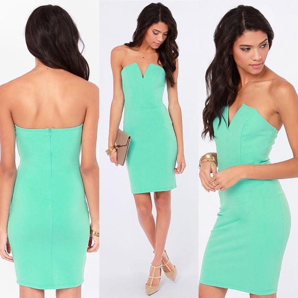 Lulu’s | Strapless Mint Dress - Picture 2 of 12